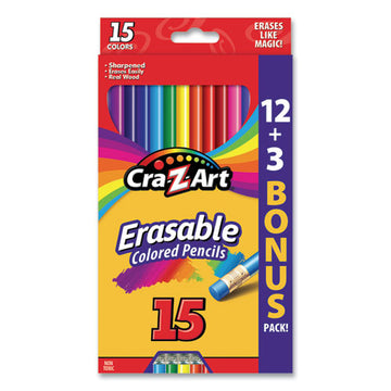 Cra-Z-Art® Erasable Colored Pencils, 15 Assorted Lead-barrel Colors, 15-set freeshipping - TVN Wholesale